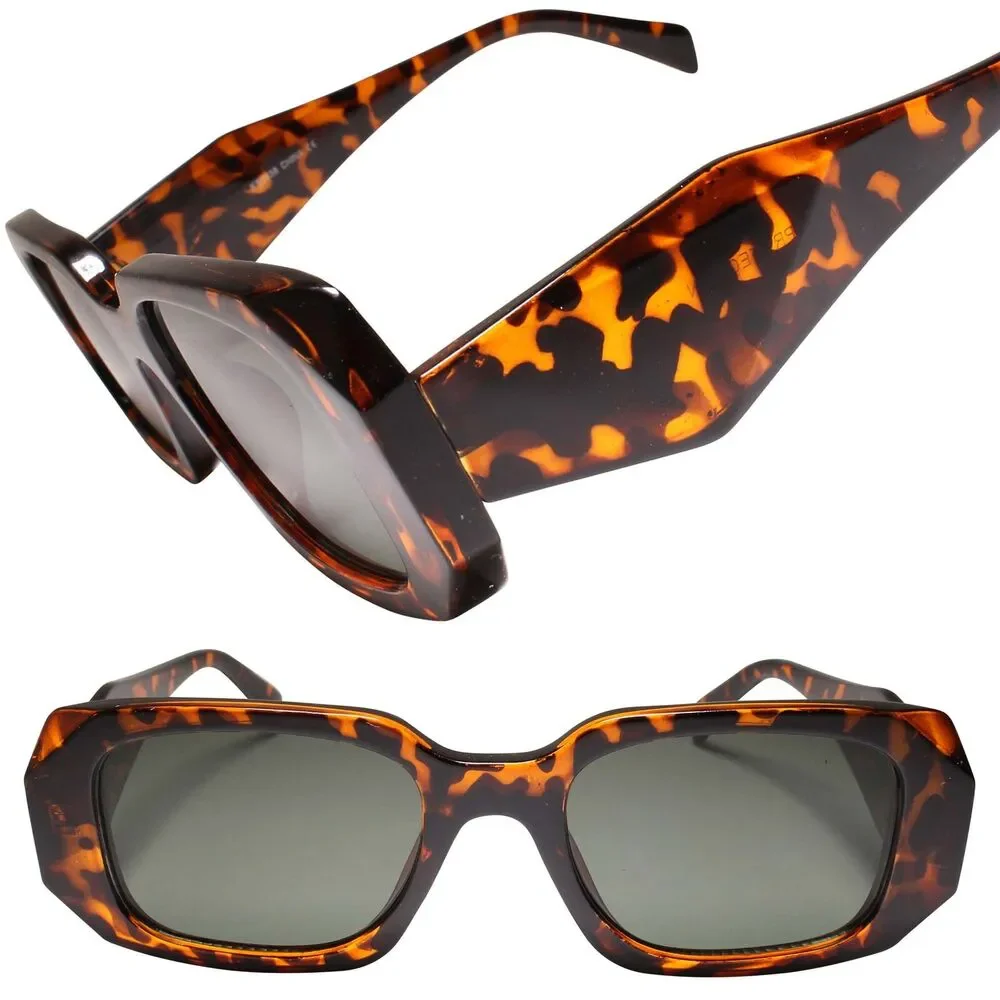Retro Tortoise Rectangle Sunglasses Men and Women Timeless Style and UV